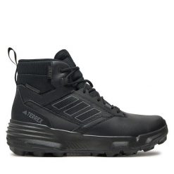 Trekkingi adidas. Czarne botki sznurowane Adidas, bez wzorów, bez obcasa, bez zapięcia. Za 399.99 zł.