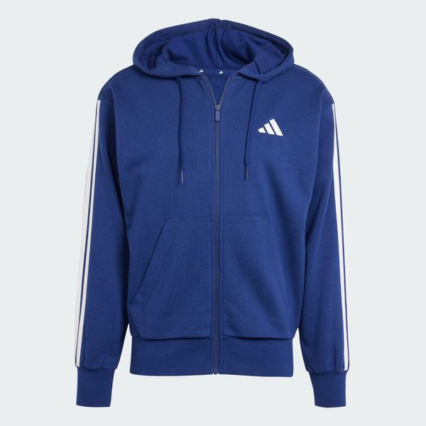 Bluza z kapturem Essentials 3-Stripes French Terry Full-Zip. Białe bluzy z kapturem Adidas, s, bez wzorów, z materiału, z kapturem. Za 279.00 zł.