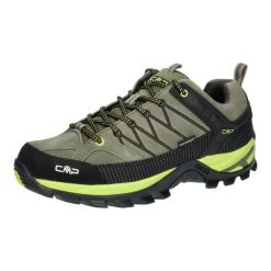 Buty turystyczne męskie CMP Rigel Low WP. Zielone buty turystyczne CMP, bez wzorów, z materiału, bez zapięcia, outdoorowe. Za 385.70 zł.