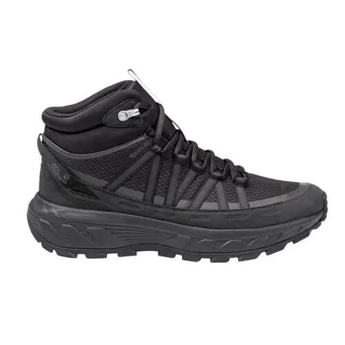 Buty trekkingowe męskie Jack Wolfskin A655766000. Czarne buty turystyczne Jack Wolfskin, na zimę, bez wzorów, z materiału, za kostkę, bez zapięcia, trekkingowe. Za 629.99 zł.