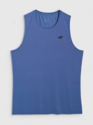 4F Tank top treningowy szybkoschnący męski - niebieski L. Niebieskie t-shirty 4F, l, bez wzorów, bez kołnierzyka, bez ramiączek. Za 69.99 zł.