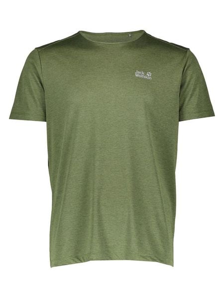 Jack Wolfskin Koszulka funkcyjna "Pack & Go" w kolorze khaki rozmiar: S. Brązowe t-shirty sportowe Jack Wolfskin, bez wzorów, bez ramiączek, outdoorowe. Za 65.69 zł.