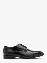 Czarne półbuty męskie MATTHEW. Czarne eleganckie półbuty Ryłko, bez wzorów, ze skóry, bez obcasa, bez zapięcia. Za 399.99 zł.