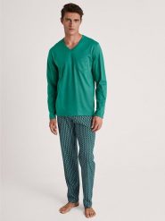 Calida Piżama w kolorze zielonym rozmiar: XL. Zielone piżamy Calida, xl, bez wzorów, z bawełny, bez ramiączek. Za 180.91 zł.