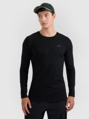4F Longsleeve slim gładki męski - czarny XXL. Czarne bluzki z długim rękawem 4F, m, bez wzorów, bez kołnierzyka, bez ramiączek. Za 69.99 zł.