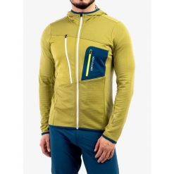 Bluza trekkingowa męska Ortovox Fleece Grid Hoody. Żółte bluzy ORTOVOX, na zimę, m, bez wzorów, bez kaptura. Za 602.99 zł.