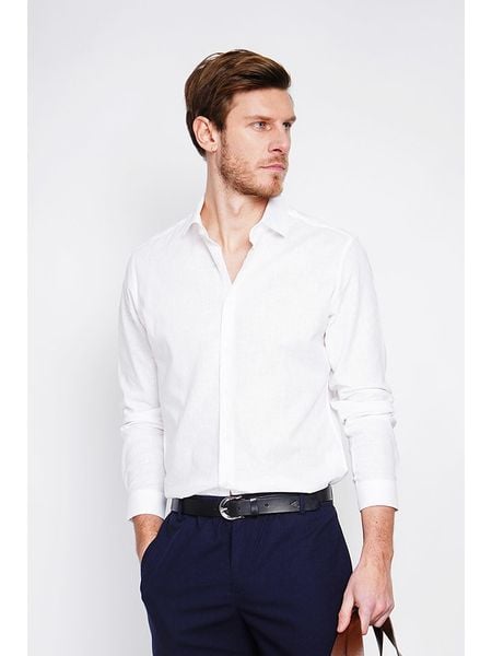 Secret du Lin Lniana koszula w kolorze białym rozmiar: 54. Białe koszule Secret du Lin, bez wzorów, ze lnu, bez kołnierzyka, bez ramiączek. Za 166.88 zł.