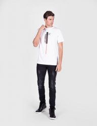 Les Hommes T-shirt "Vertical Line" | LJT201 700P | Vertical Line | Mężczyzna | Biały. Białe t-shirty Les Hommes, m, bez wzorów, z bawełny, bez kołnierzyka, bez ramiączek. W wyprzedaży za 249.00 zł.