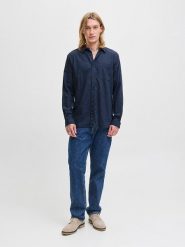 Jack & Jones Koszula - Regular fit - w kolorze granatowym rozmiar: XXL. Niebieskie koszule Jack & Jones, xxl, bez wzorów, z bawełny, bez kołnierzyka, bez ramiączek. Za 96.83 zł.
