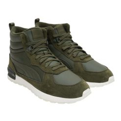 Męskie Buty Gravition Leather Mid. Zielone buty trekkingowe Puma, bez wzorów, bez zapięcia. Za 430.99 zł.