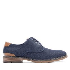 Półbuty Lanetti. Niebieskie eleganckie półbuty Lanetti, bez wzorów, bez obcasa, bez zapięcia. Za 149.99 zł.