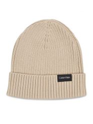 Calvin Klein Czapka Classic Cotton Rib Beanie K50K510982 Beżowy. Brązowe czapki zimowe CALVIN KLEIN, bez wzorów, z bawełny. Za 189.99 zł.
