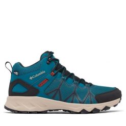 Trekkingi Columbia. Niebieskie botki sznurowane Columbia, bez wzorów, bez obcasa, bez zapięcia. Za 409.99 zł.