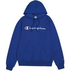 Męska Bluza Z Haftowanym Logo. Niebieskie bluzy z kapturem Champion, l, bez wzorów, z bawełny, z kapturem. Za 301.99 zł.