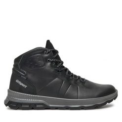 Trekkingi Grisport. Czarne botki sznurowane Grisport, bez wzorów, bez obcasa, bez zapięcia. Za 379.99 zł.