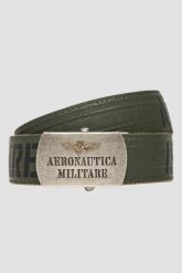 AERONAUTICA MILITARE Zielony bawełniany męski pasek, Rozmiar XS. Zielone paski Aeronautica Militare, bez wzorów, z bawełny, sportowe. W wyprzedaży za 459.99 zł.