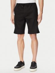 BOSS Szorty materiałowe 50559178 Czarny Regular Fit. Czarne szorty Boss, m, bez wzorów, ze lnu. Za 599.99 zł.