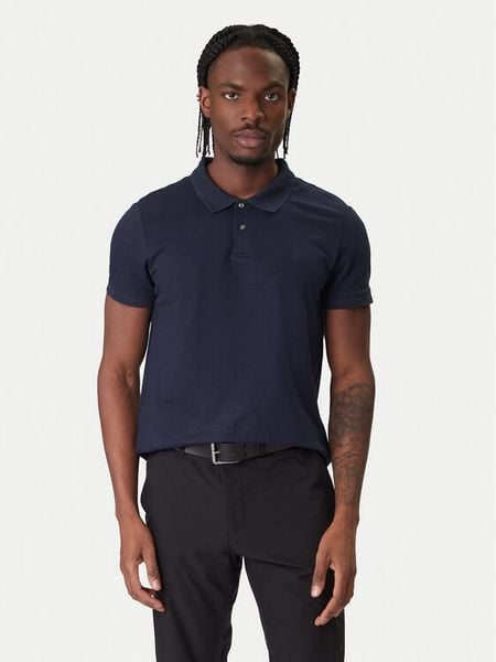 Calvin Klein Polo LV04LC254G Granatowy Slim Fit. Niebieskie koszulki polo CALVIN KLEIN, l, bez wzorów, z bawełny, bez kołnierzyka, bez ramiączek. Za 289.99 zł.