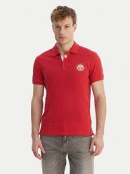 Napapijri Polo E-Clanis NP0A4ID3 Czerwony Regular Fit. Czerwone koszulki polo Napapijri, m, bez wzorów, z bawełny, bez kołnierzyka, bez ramiączek. Za 299.99 zł.