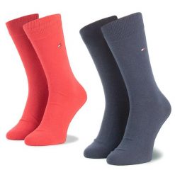 Zestaw 2 par wysokich skarpet męskich Tommy Hilfiger. Niebieskie skarpety Tommy Hilfiger, bez wzorów. Za 39.99 zł.