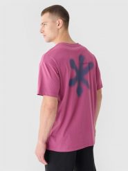 4F T-shirt oversize z nadrukiem męski - czerwony M. Czerwone t-shirty 4F, m, bez wzorów, z bawełny, bez kołnierzyka, bez ramiączek. W wyprzedaży za 29.99 zł.