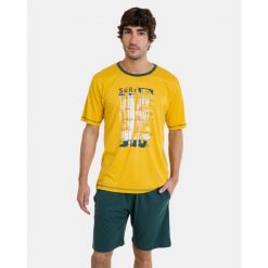 Piżama męska rozm. M P241307 Yellow P66. Żółte piżamy Massana Homewear, m, bez wzorów, z bawełny, bez ramiączek. Za 217.00 zł.