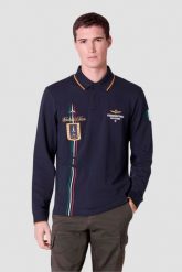 AERONAUTICA MILITARE Granatowa męska koszulka polo Piqué. Niebieskie koszulki polo Aeronautica Militare, l, bez wzorów, bez kołnierzyka, bez ramiączek. W wyprzedaży za 309.99 zł.