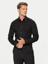 HUGO Koszula Ermetal 50534281 Czarny Slim Fit. Czarne koszule Hugo, m, bez wzorów, z bawełny, bez kołnierzyka, bez ramiączek. Za 339.99 zł.