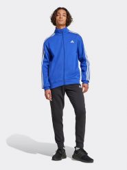 Adidas 2-częściowy strój sportowy w kolorze czarno-niebieskim rozmiar: XL. Czarne spodnie treningowe długie Adidas, s, bez wzorów, z dresówki. Za 225.57 zł.