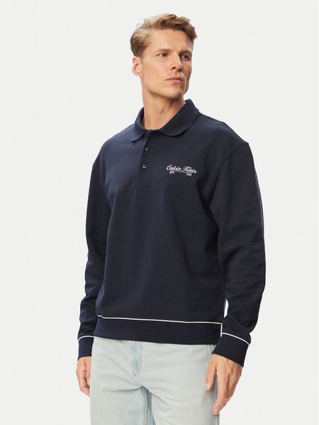 Calvin Klein Jeans Polo LV04RG202G Granatowy Regular Fit. Niebieskie koszulki polo Calvin Klein Jeans, m, bez wzorów, z bawełny, bez kołnierzyka, bez ramiączek. Za 369.99 zł.