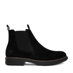 Botki Rieker. Czarne botki sznurowane Rieker, bez wzorów, bez obcasa, bez zapięcia. Za 439.99 zł.