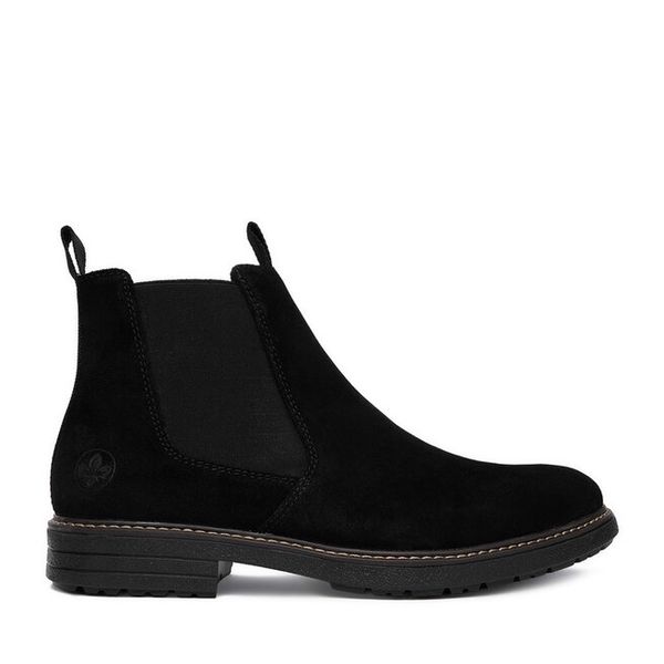 Botki Rieker. Czarne botki sznurowane Rieker, bez wzorów, bez obcasa, bez zapięcia. Za 439.99 zł.