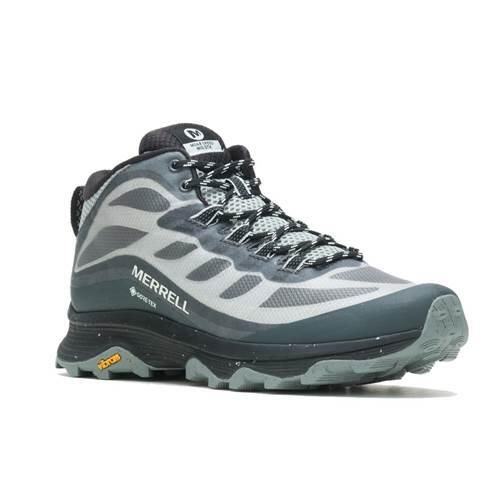 Buty trekkingowe męskie Merrell Moab Speed Mid Gtx. Szare buty trekkingowe Merrell, bez wzorów, z materiału, bez zapięcia. Za 661.00 zł.