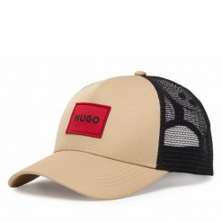 Czapka z daszkiem HUGO. Brązowe czapki z daszkiem Hugo, bez wzorów. Za 199.99 zł.