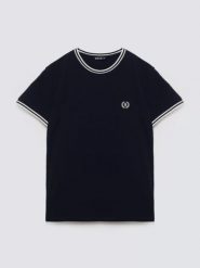 Koszulka męska z kontrastowym wykoŅczeniem grantowa Polias 403. Niebieskie t-shirty BIG STAR, l, bez wzorów, z bawełny, bez kołnierzyka, bez ramiączek. Za 99.99 zł.