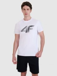 4F T-shirt regular z nadrukiem męski - biały 3XL. Białe t-shirty 4F, m, bez wzorów, z bawełny, bez kołnierzyka, bez ramiączek. Za 59.99 zł.