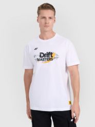 4F T-shirt regular z nadrukiem uniseks 4F x Drift Masters - biały XL. Białe t-shirty 4F, m, bez wzorów, z bawełny, bez kołnierzyka, bez ramiączek. Za 119.99 zł.