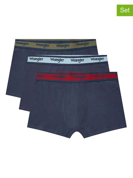 Wrangler Bokserki (3 pary) "Alford" w kolorze granatowym rozmiar: L. Niebieskie bokserki Wrangler, l, bez wzorów. Za 87.81 zł.