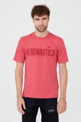 AERONAUTICA MILITARE Różowy t-shirt. Czerwone t-shirty Aeronautica Militare, m, bez wzorów, bez kołnierzyka, bez ramiączek. W wyprzedaży za 259.99 zł.