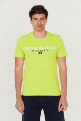 AERONAUTICA MILITARE Zielony t-shirt męski. Zielone t-shirty Aeronautica Militare, m, bez wzorów, bez kołnierzyka, bez ramiączek. W wyprzedaży za 269.99 zł.