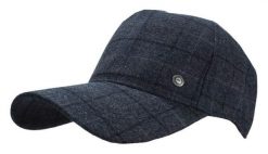 Letnia Męska Czapka z Daszkiem, Full Cap, Granatowa, w Kratę. Niebieskie czapki z daszkiem Pako Jeans, na lato, bez wzorów, z poliesteru. Za 45.00 zł.