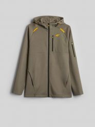 4F Bluza regular z kapturem męska - khaki L. Brązowe bluzy 4F, l, bez wzorów, z kapturem. Za 199.99 zł.