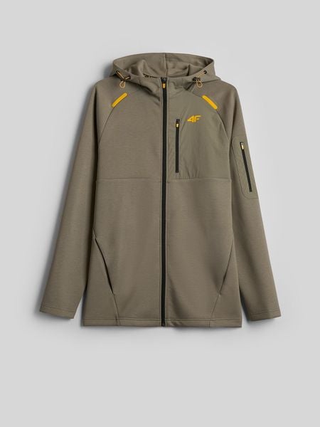 4F Bluza regular z kapturem męska - khaki L. Brązowe bluzy 4F, l, bez wzorów, z kapturem. Za 199.99 zł.