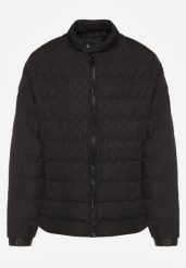 Czarna Pikowana Kurtka ze Stójką i Futrzaną Podszewką Silwedea. Czarne kurtki Born2be, l, bez wzorów, z futra, bez kaptura. Za 169.99 zł.