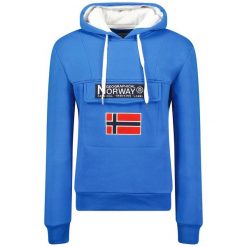 Bluza Geographical Norway GADRIEN BLUE-WHITE DB MEN 054 błękit królewski. Białe bluzy z kapturem Geographical Norway, na wiosnę, m, bez wzorów, z materiału, z kapturem. Za 139.00 zł.