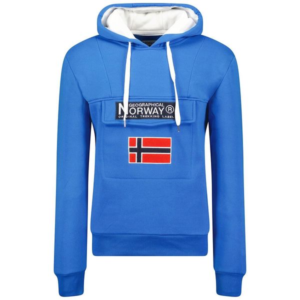 Bluza Geographical Norway GADRIEN BLUE-WHITE DB MEN 054 błękit królewski. Białe bluzy z kapturem Geographical Norway, m, bez wzorów, z kapturem. Za 139.00 zł.