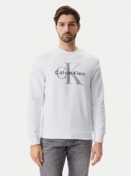 Calvin Klein Jeans Bluza LV040BM801 Biały Regular Fit. Białe bluzy Calvin Klein Jeans, m, bez wzorów, z bawełny, bez kaptura. Za 219.99 zł.