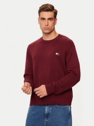 Tommy Jeans Sweter Badge DM0DM20706 Bordowy Regular Fit. Czerwone swetry rozpinane Tommy Jeans, m, bez wzorów, z jeansu, bez kołnierzyka, bez ramiączek. Za 459.99 zł.