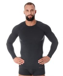 Koszulka wełniana z długim rękawem męska Brubeck ACTIVE WOOL. Niebieskie bielizna termoaktywna Brubeck, m, bez wzorów, z poliamidu, bez ramiączek, rowerowe. Za 232.00 zł.