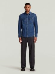 G-Star Koszula dżinsowa "Dakota" - Slim fit - w kolorze niebieskim rozmiar: L. Niebieskie koszule G-Star, l, bez wzorów, z bawełny, bez kołnierzyka, bez ramiączek. Za 177.32 zł.